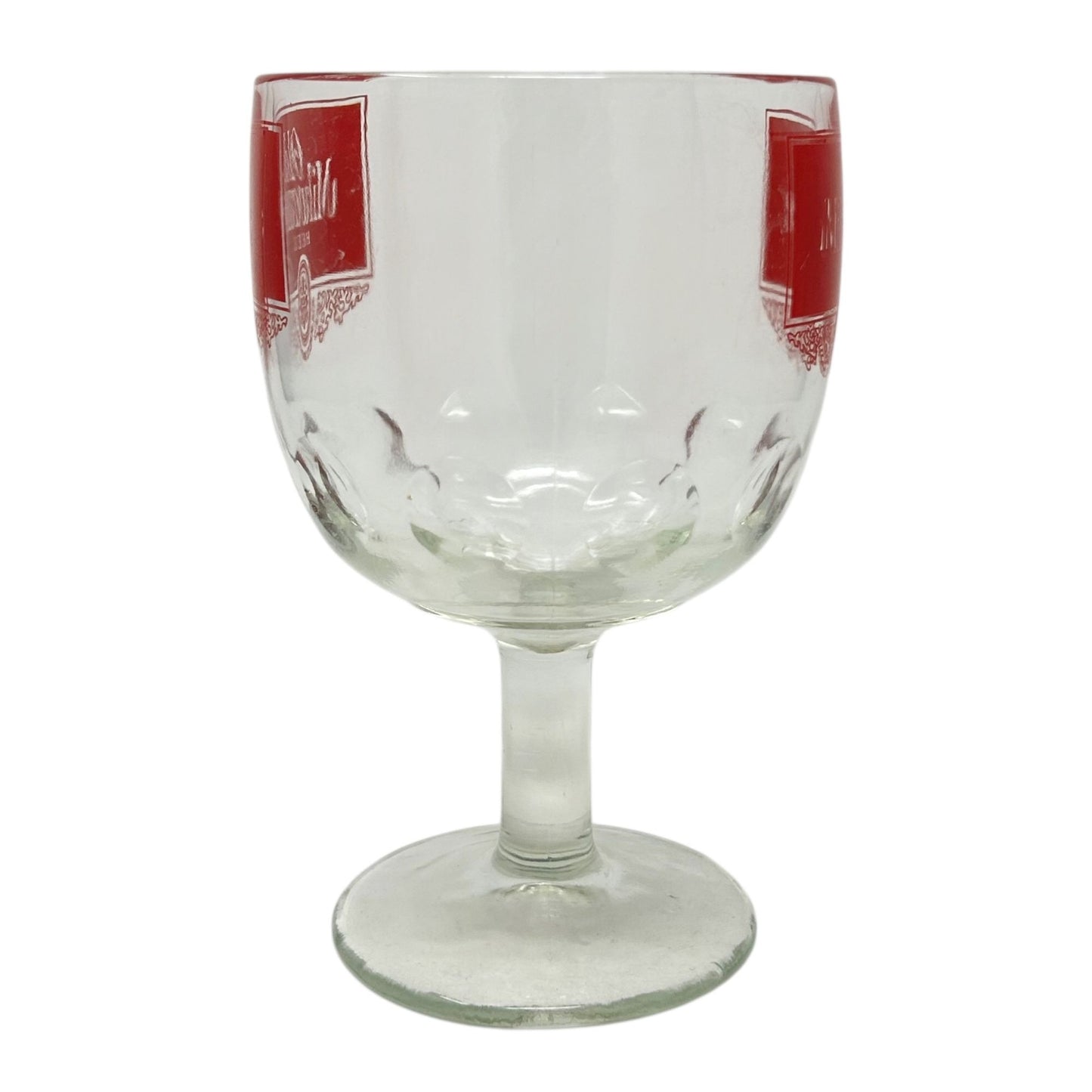 Vtg Old Milwaukee Beer Thumb Print Goblet Red Logo 16 Oz Jos. Schlitz Brewing Co