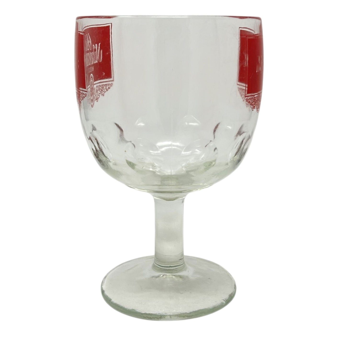 Vtg Old Milwaukee Beer Thumb Print Goblet Red Logo 16 Oz Jos. Schlitz Brewing Co