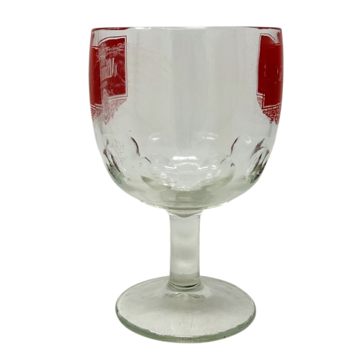 Vtg Old Milwaukee Beer Thumb Print Goblet Red Logo 16 Oz Jos. Schlitz Brewing Co