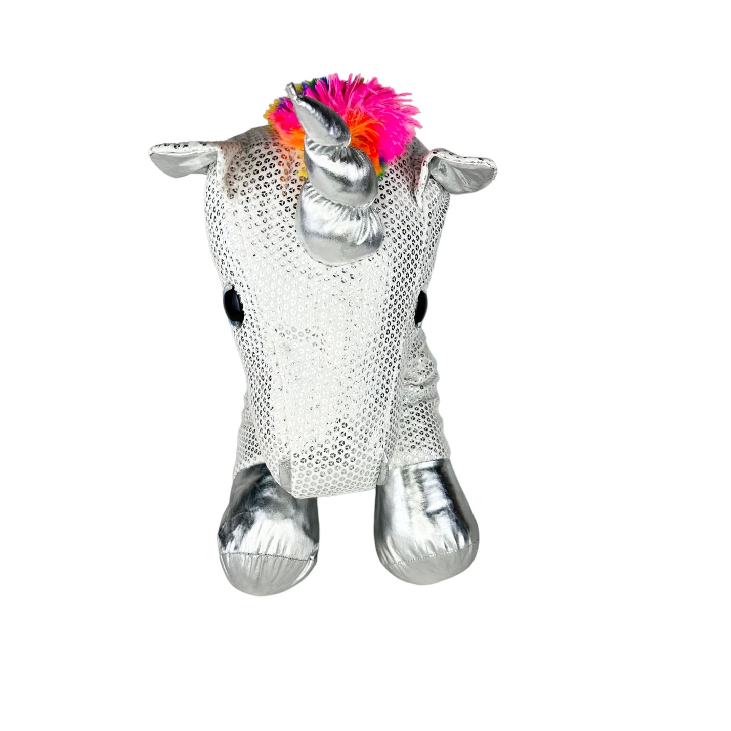 Dan Dee Collectors Choice “Be Jolly” Silver Sequined 24" Rainbow Unicorn Plush