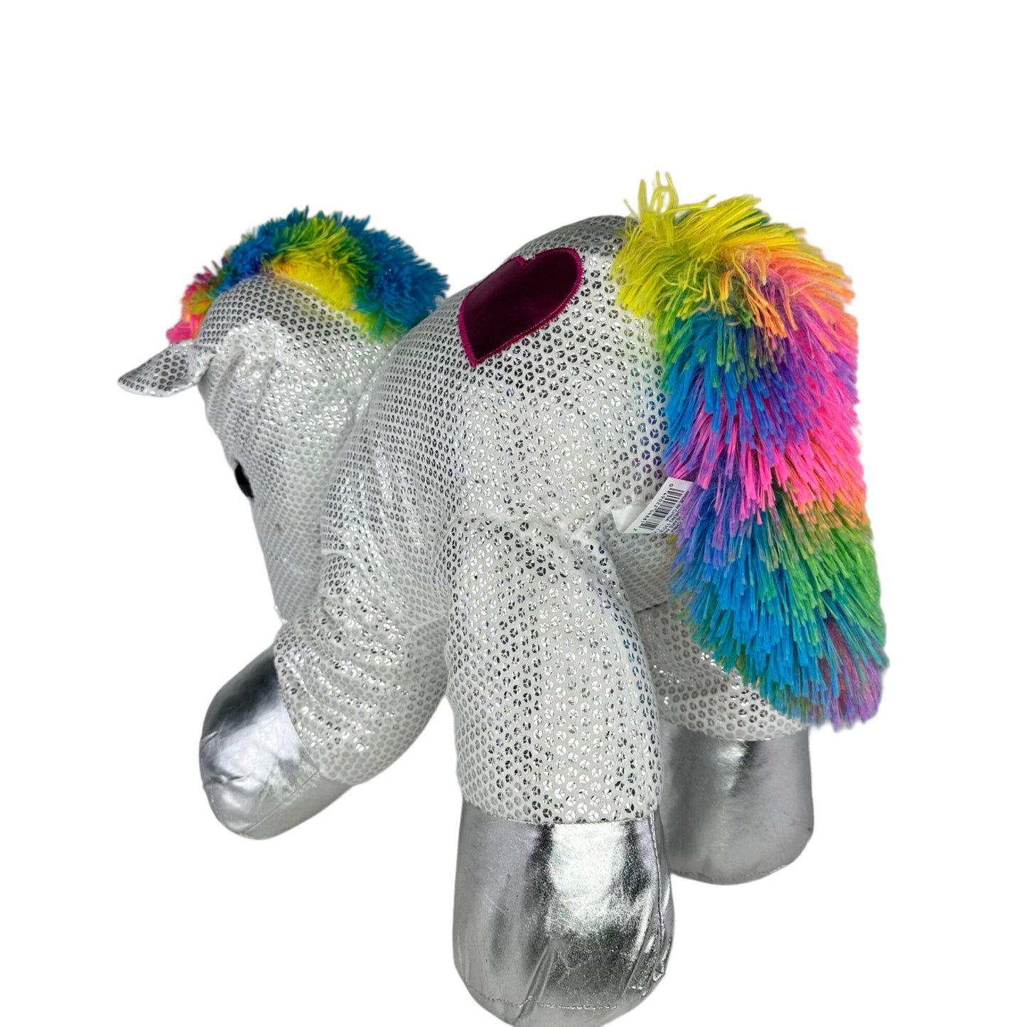 Dan Dee Collectors Choice “Be Jolly” Silver Sequined 24" Rainbow Unicorn Plush