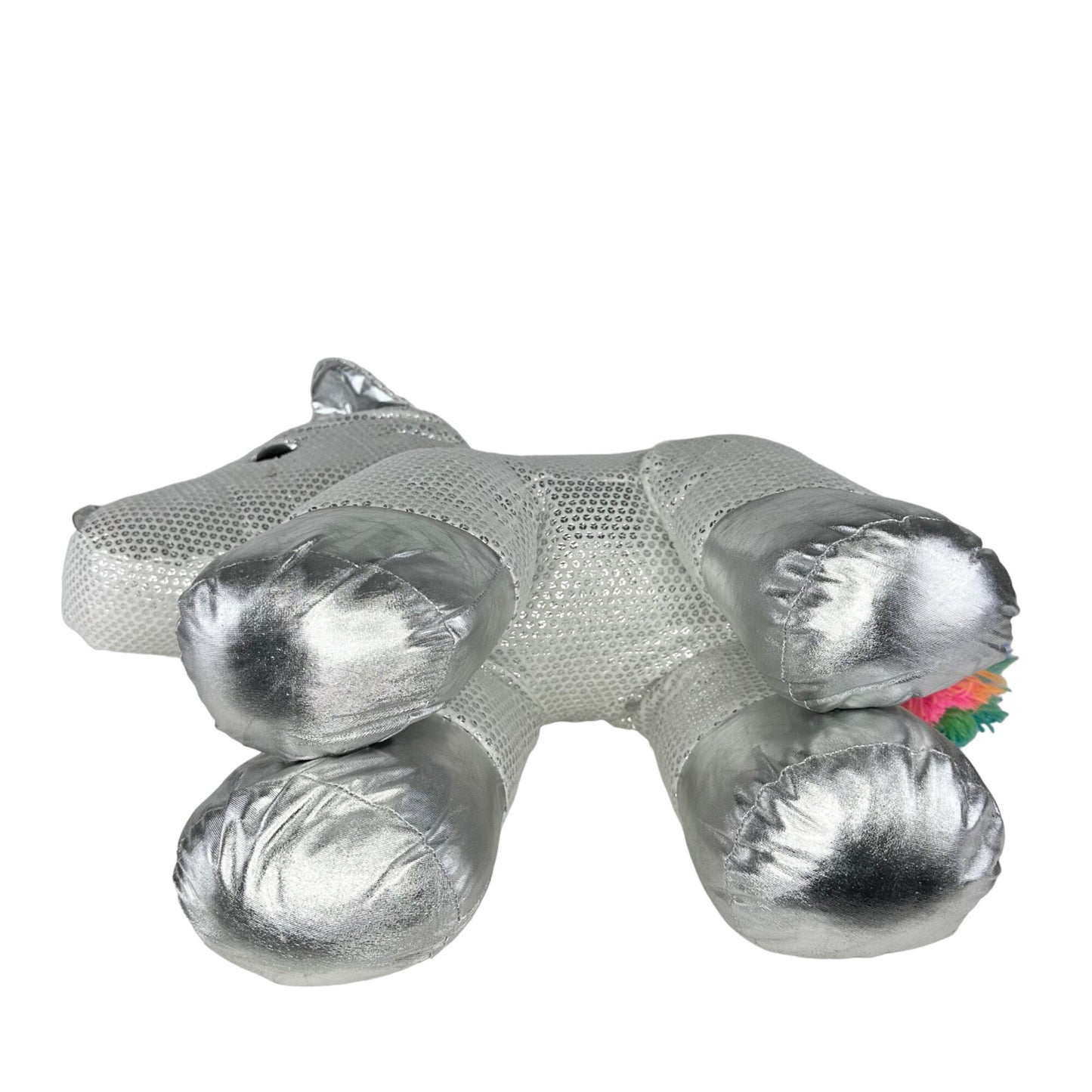 Dan Dee Collectors Choice “Be Jolly” Silver Sequined 24" Rainbow Unicorn Plush
