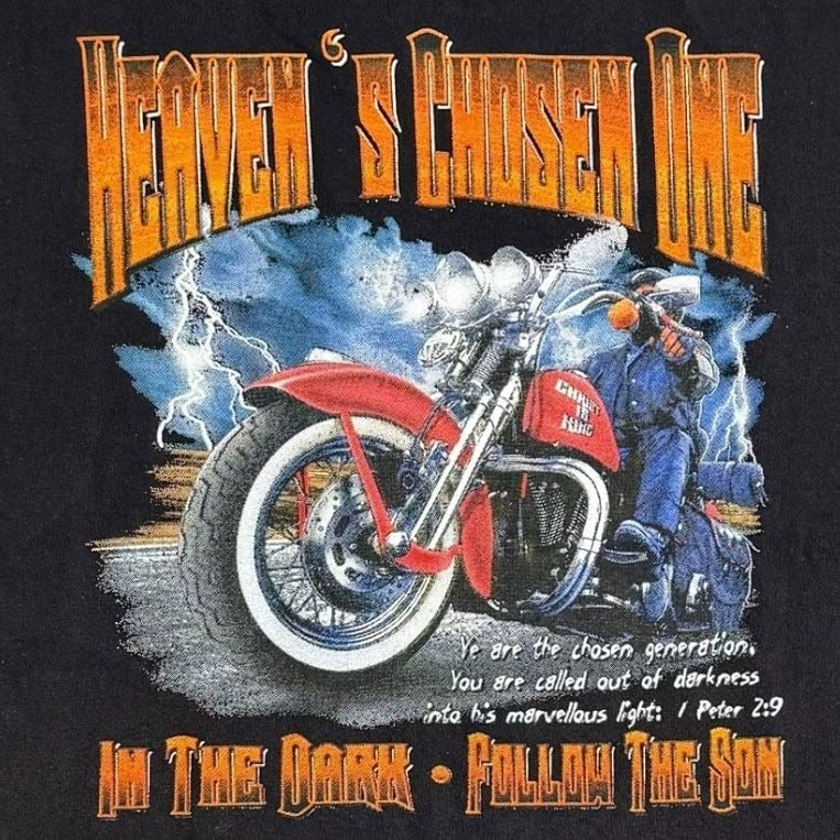 Heavens Chosen One Christian Biker Graphic Black TShirt XL 1 Peter 2:9