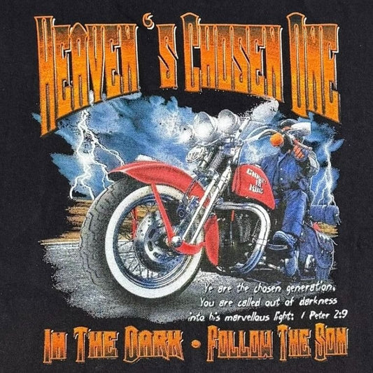 Heavens Chosen One Christian Biker Graphic Black TShirt XL 1 Peter 2:9
