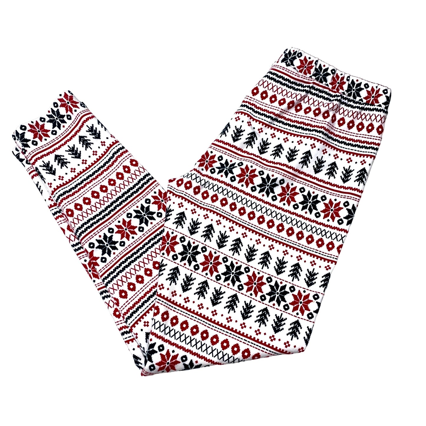 The Childrens Place Youth XXL Fairisle Christmas Leggings Red Green White Comfy