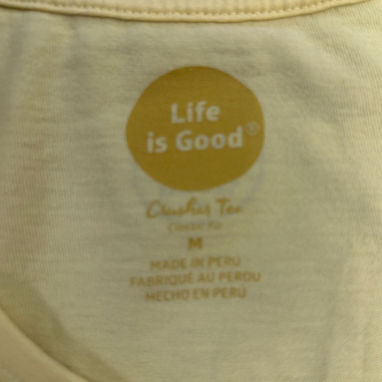 Life Is Good Womens M Yellow "Let's Sea" Crusher Tee Classic Fit TShirt Scoop