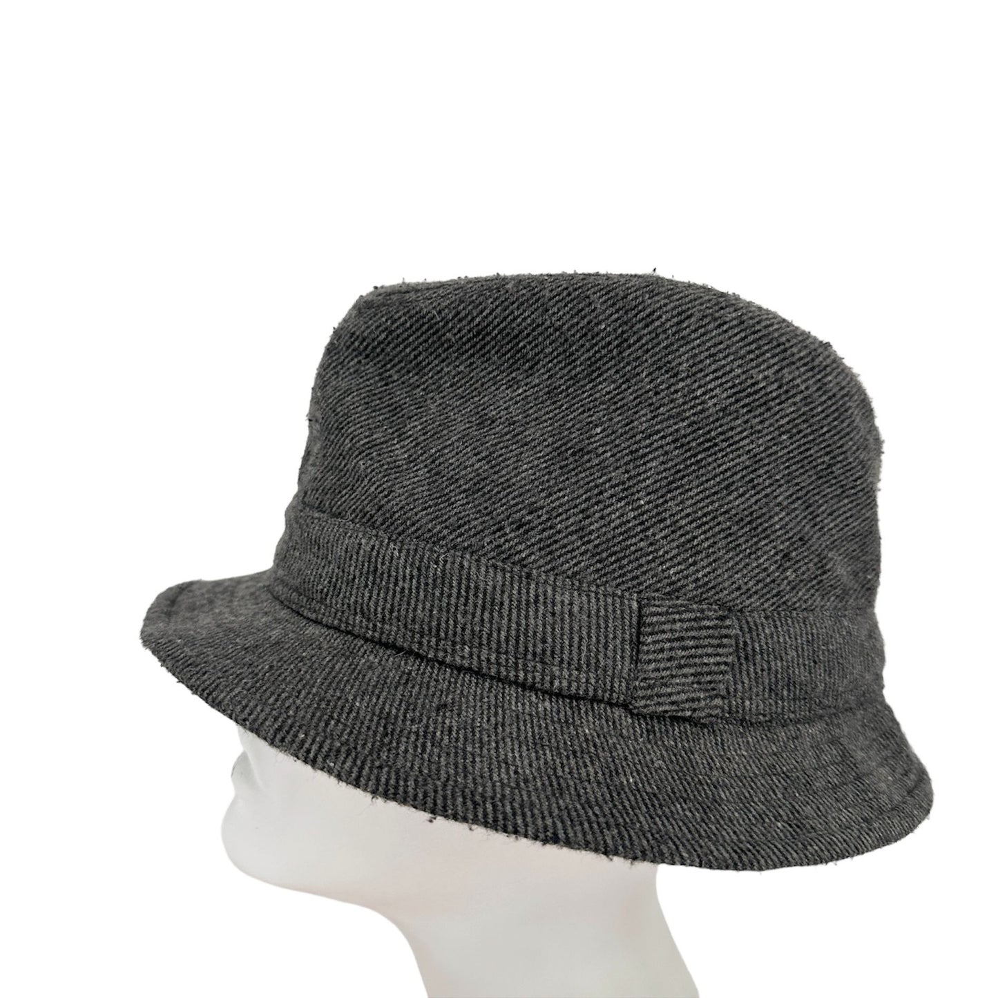 Boutique Womens Gray Wool Blend Tweed Bucket Hat Cap Fedora Fashion Casual