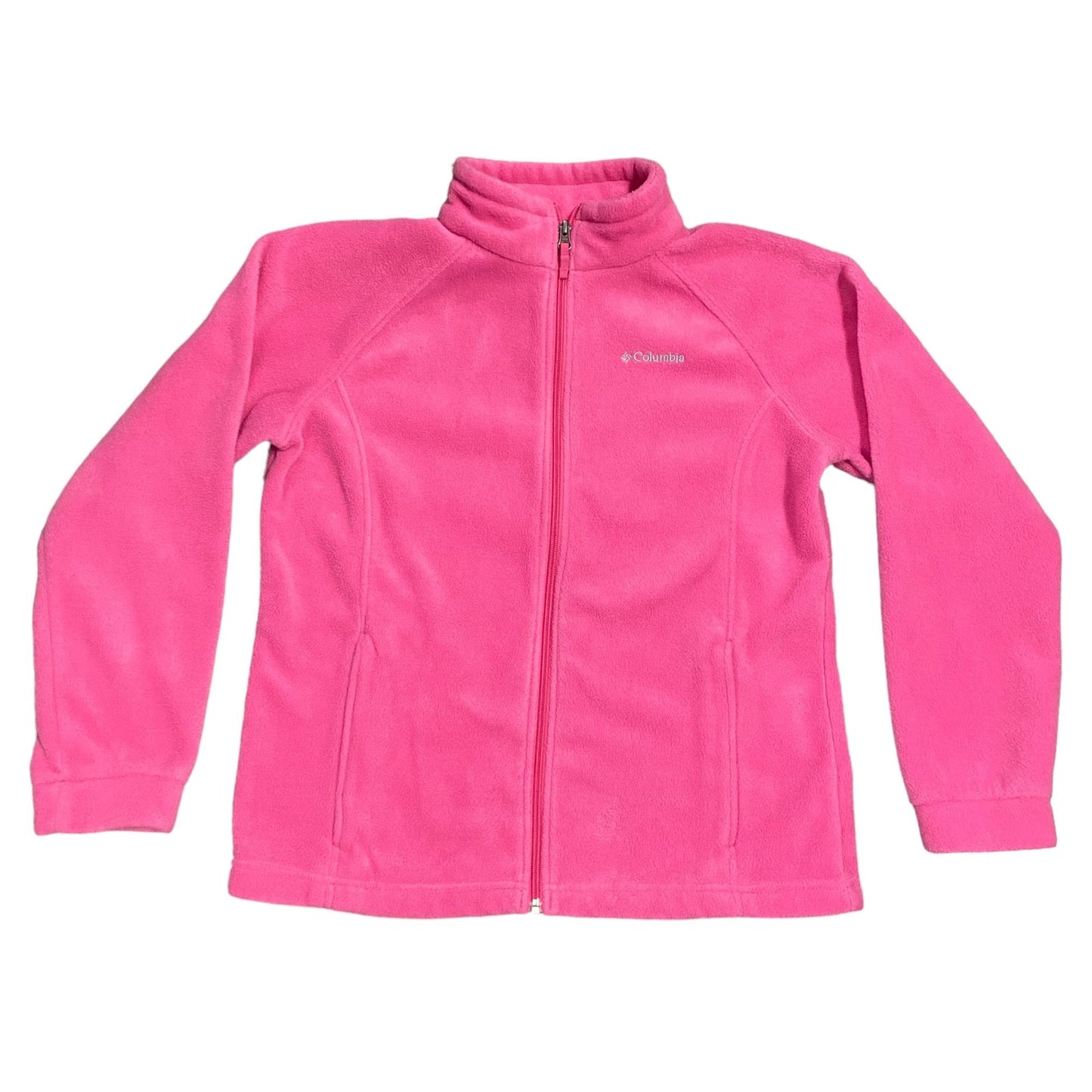 Columbia Girls Youth XL Pink Fleece Jacket Full Zip Pockets Lightweight Name Tag