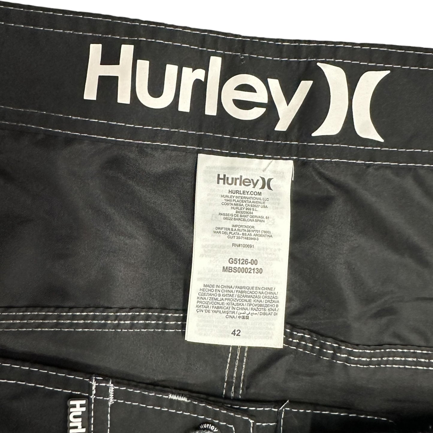 NWT Hurley Mens 42x22 Gray Swim Trunks Board Shorts Knee Length Drawstring Waist