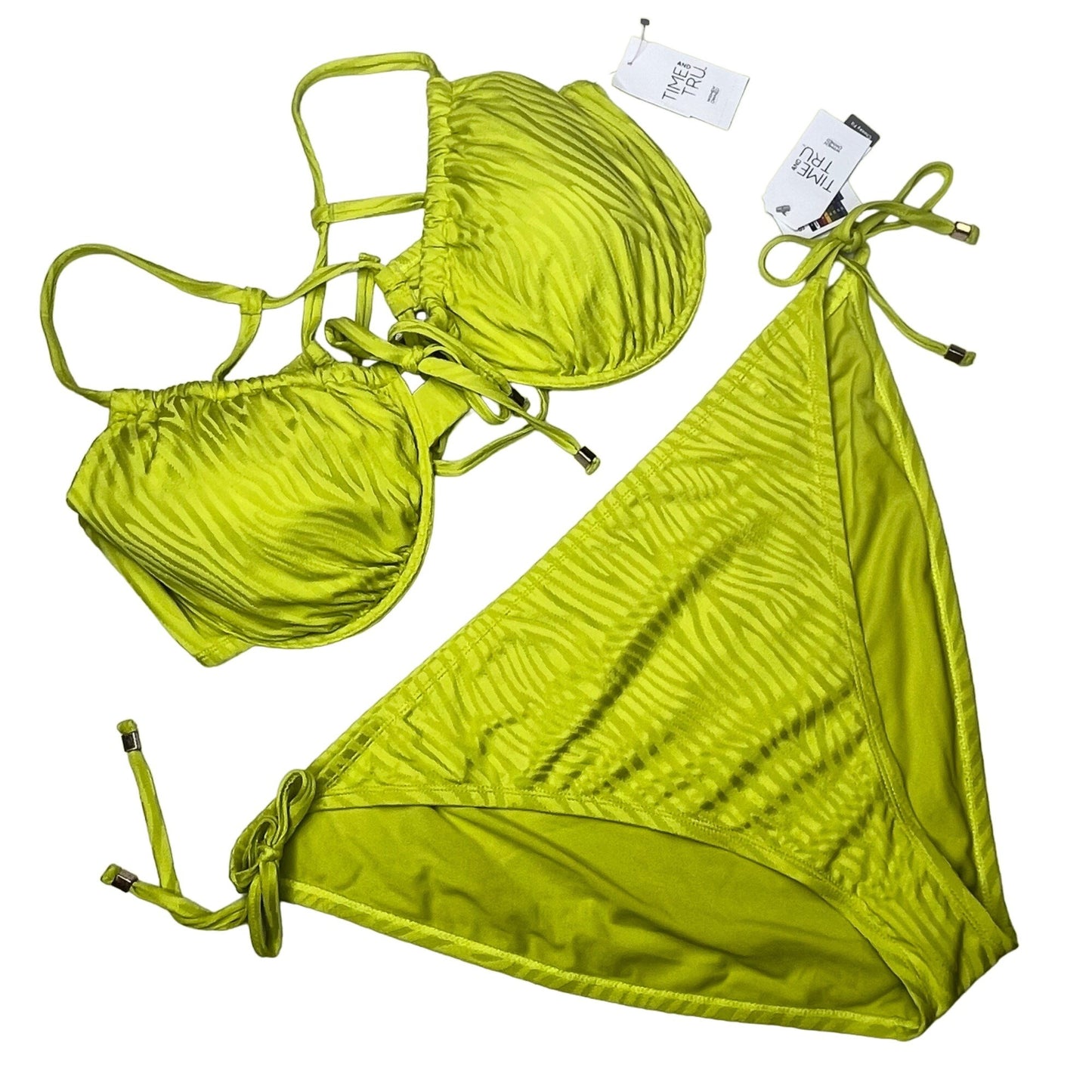 NWT Time and Tru 3XL Lime Green Bikini Low Rise Bottoms Underwire Swimwear