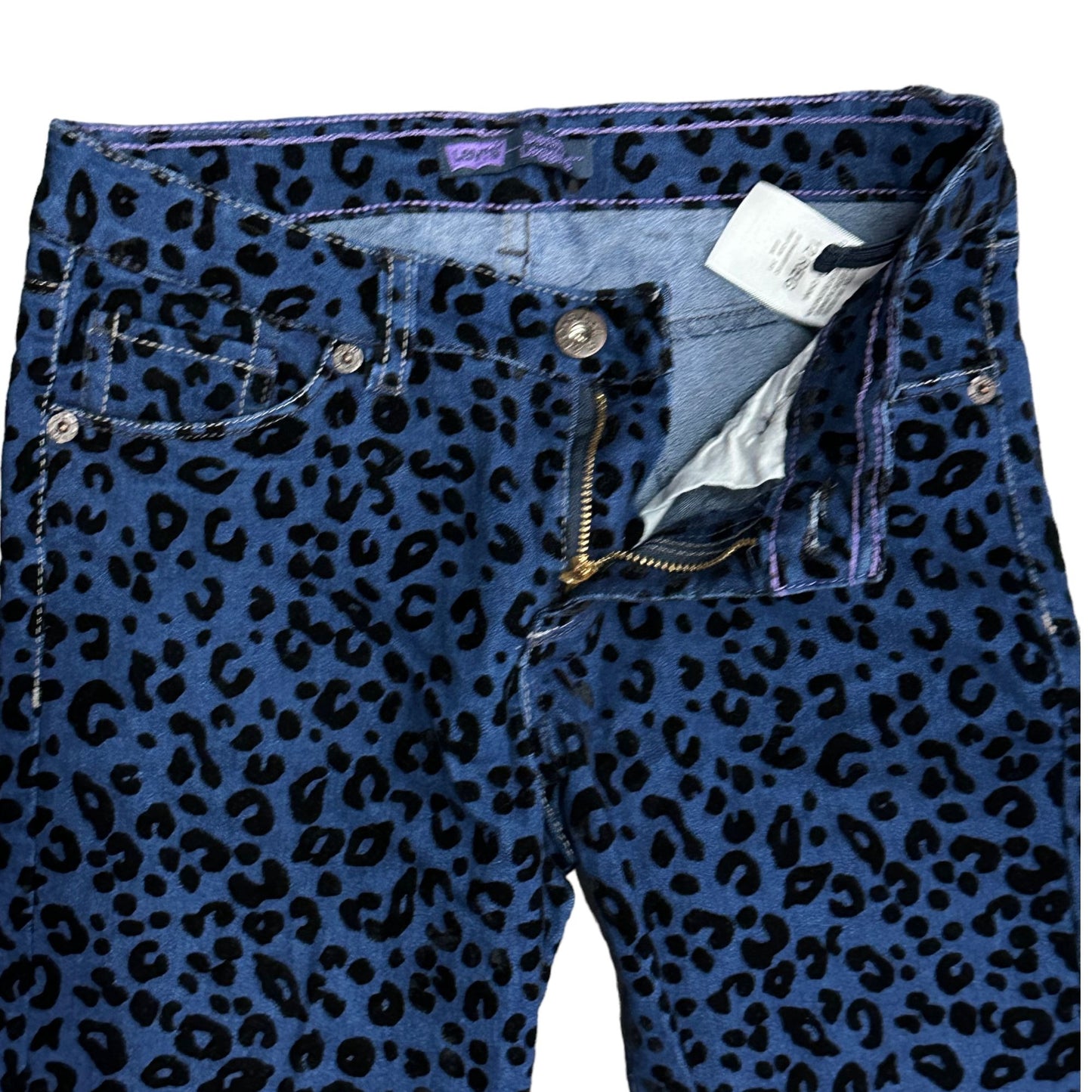 Levis Girls 12 Skinny Jeans Animal Print Adjustable Waist Stretch Denim Legging