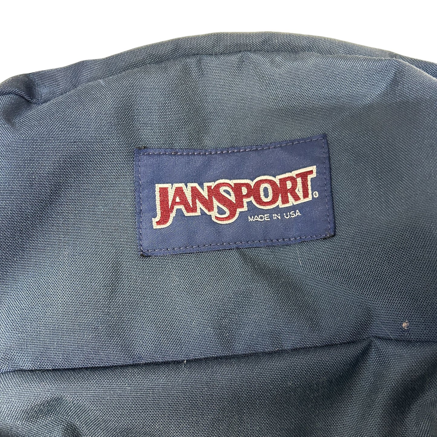 Vintage JANSPORT Blue Canvas Backpack Brown Leather Bottom - Made in USA