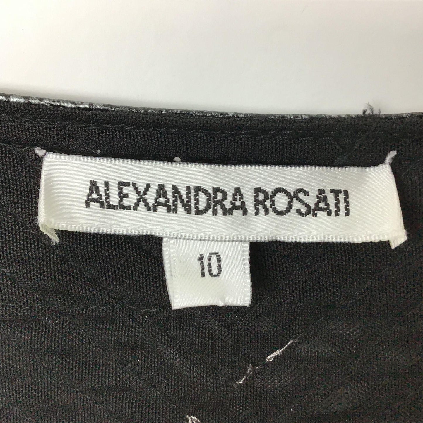 Alexandra Rosati Womens 10 Blouse Zip Front Black Silver Long Sleeve VNeck Shirt