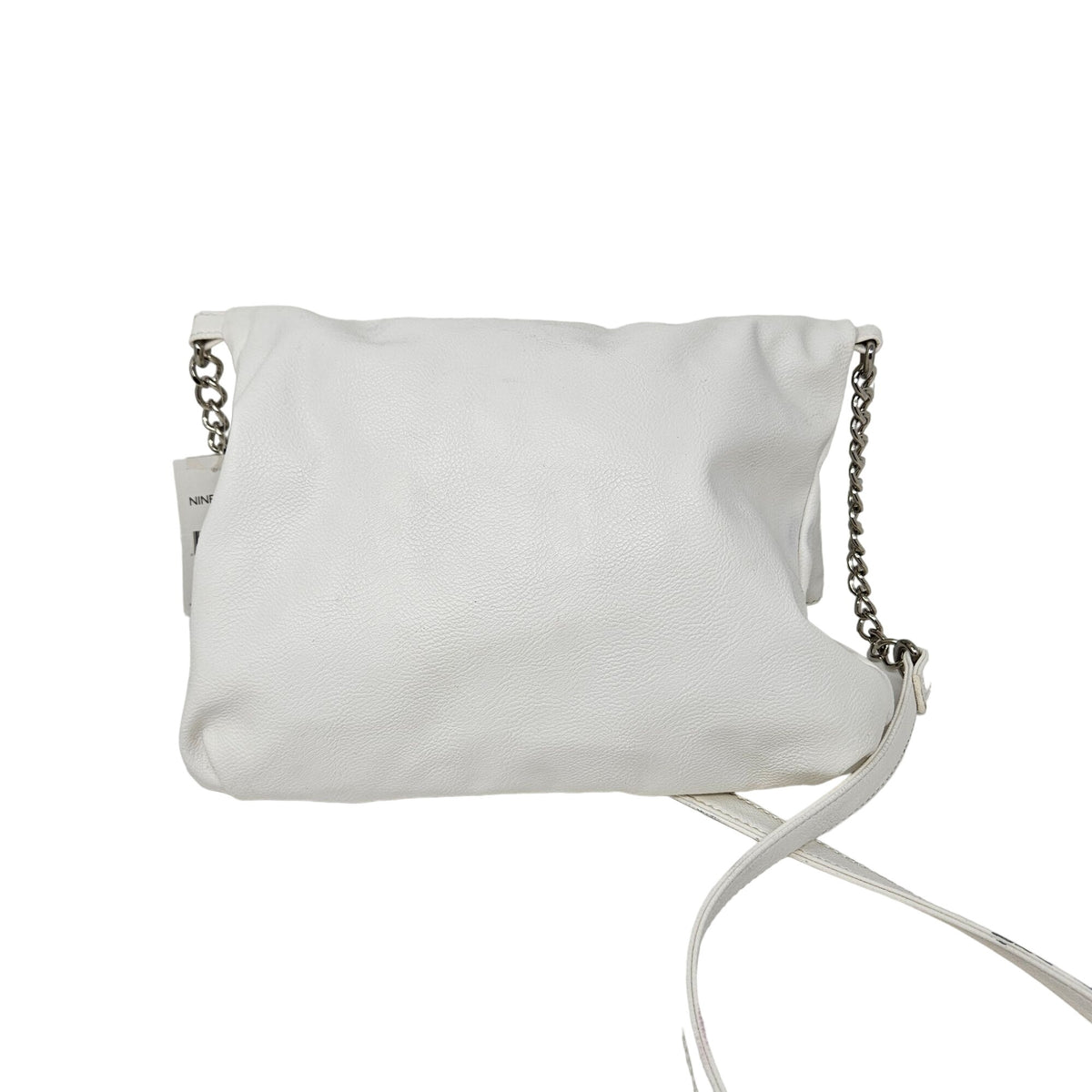 Nine West White Crossbody Purse NWT Zip Closure Silver Accents Tassel Handbag