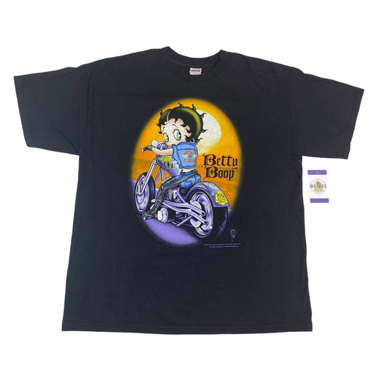 Vtg Betty Boop Tshirt Black XL Motorcycle Y2K Streetwear Biker Chic Urban 2003