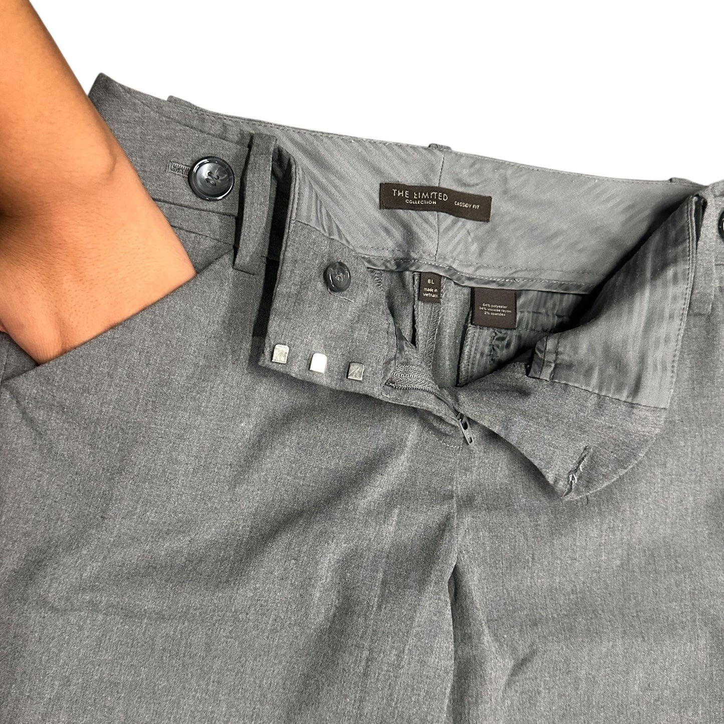 The Limited Cassidy Fit Dress Pants 6L Gray Wide Flare Leg Mid Rise Office Wear
