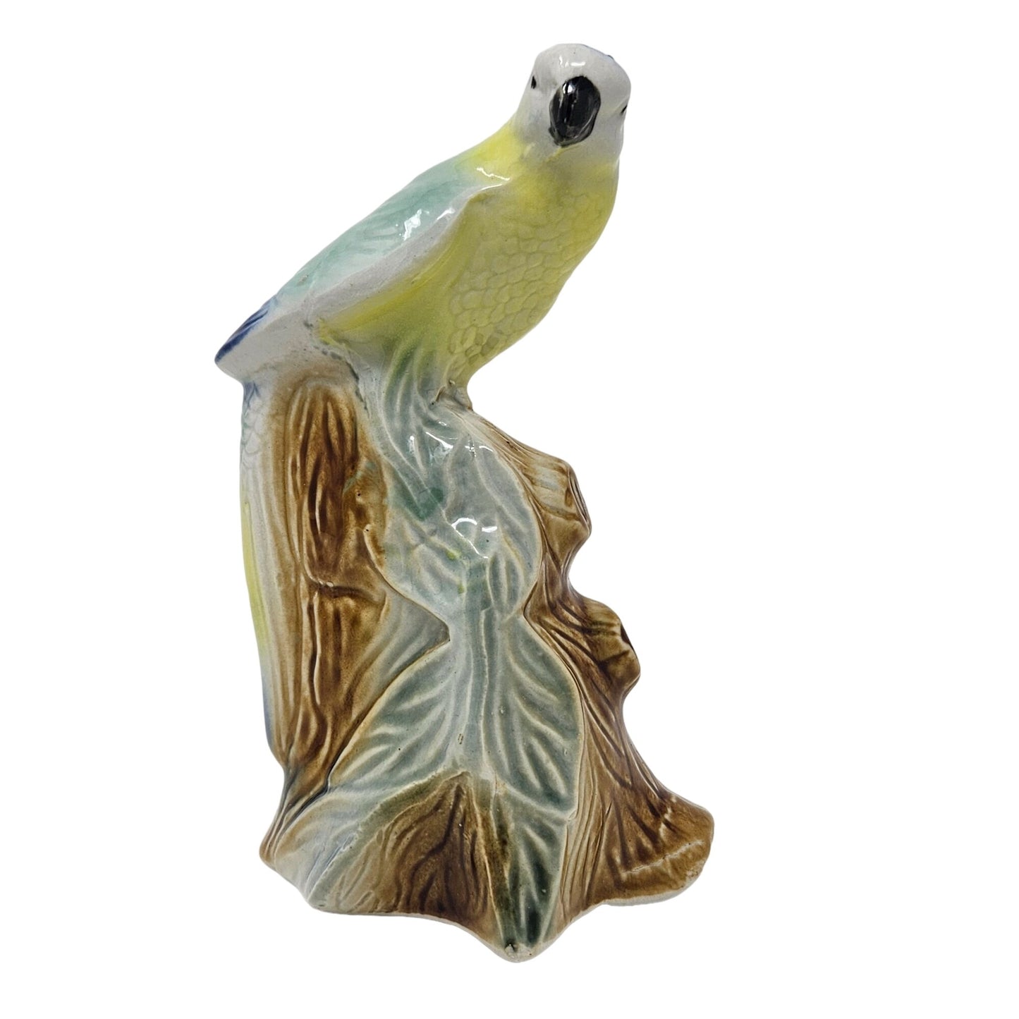 Vintage Mid-Century Parakeet Ceramic Figurine Parrot Made Brazil 7" Numbered