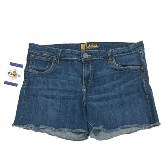 Kut From The Kloth Womens 14 Blue Jeans Fray Shorts High Rise Raw Hem Stretch