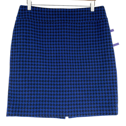 Ann Taylor 12 Blue Houndstooth Pencil Skirt Wool Blend Lined Career Office