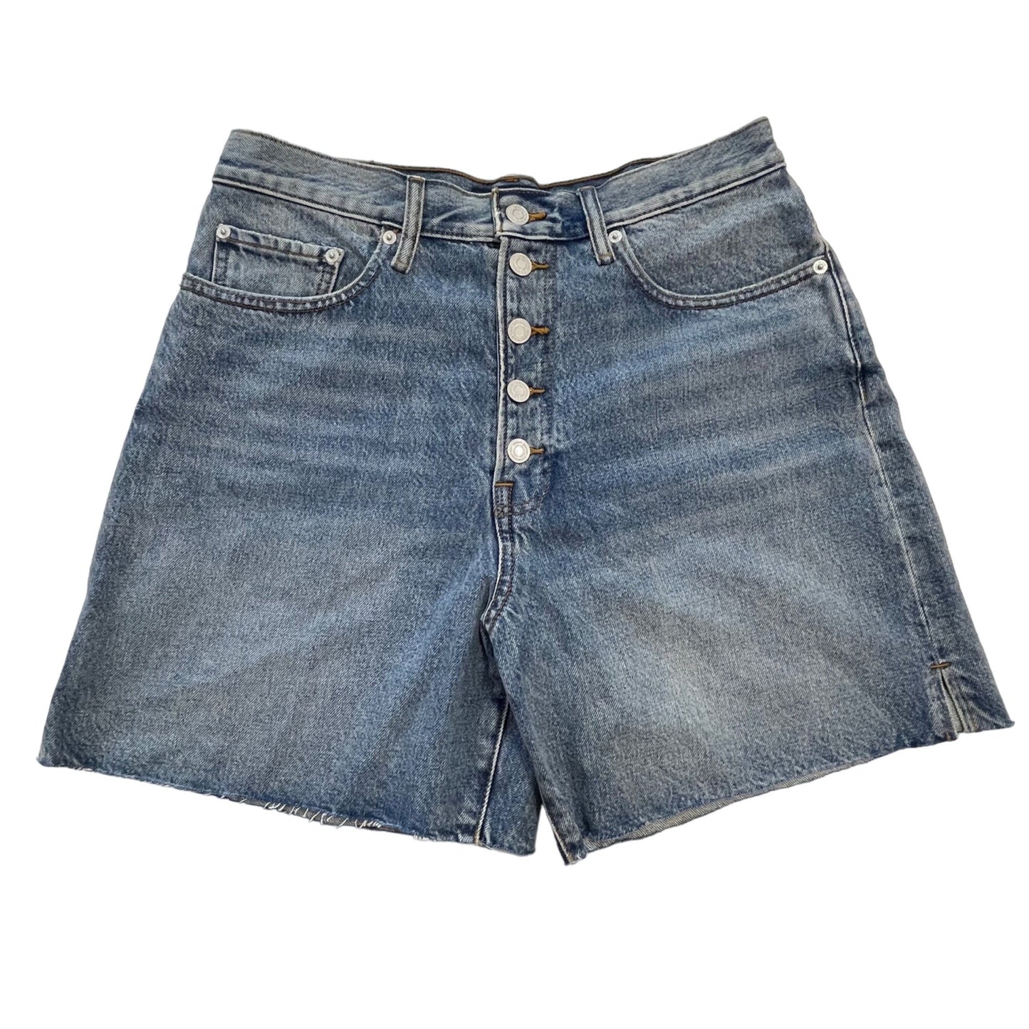 Lucky Brand 12/31 Jean Traveler Shorts Cut Off Bermuda Button Fly Stretch Denim