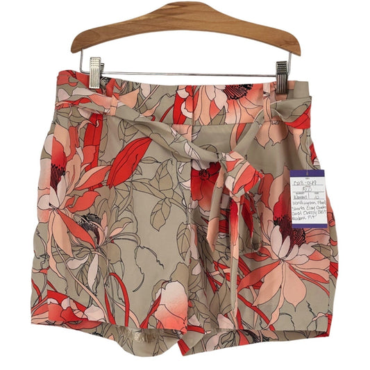 NWT Worthington 10 Floral Shorts Clay Combo Coral Pink Dressy Belt Modern Fit