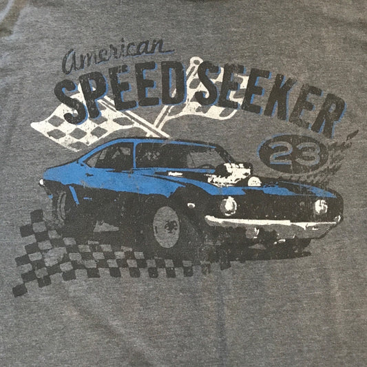 Hanes Beefy T 3XL Gray Tshirt American Speed Seeker Hot Rod Muscle Car Racing