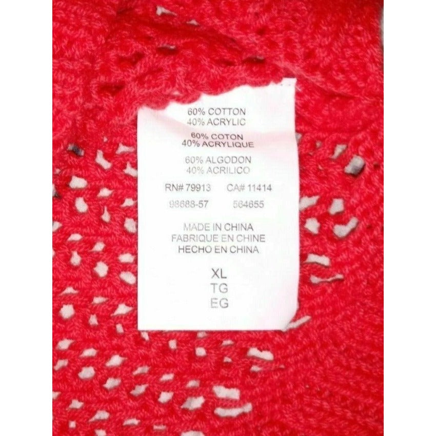 NWT Motherhood Maternity Heart XL Sweater Open Knit Long Sleeve Red White Casual