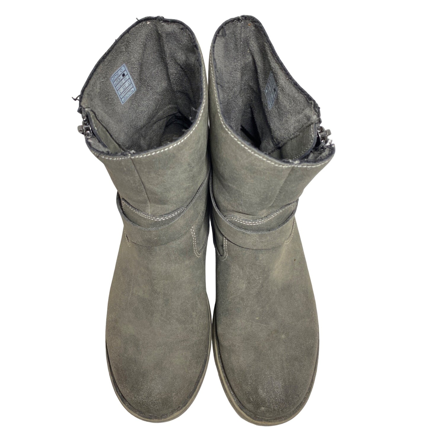 Rocket Dog Womens Size 9 Gray Faux Suede Leather Moto Boots Side Zip Buckle