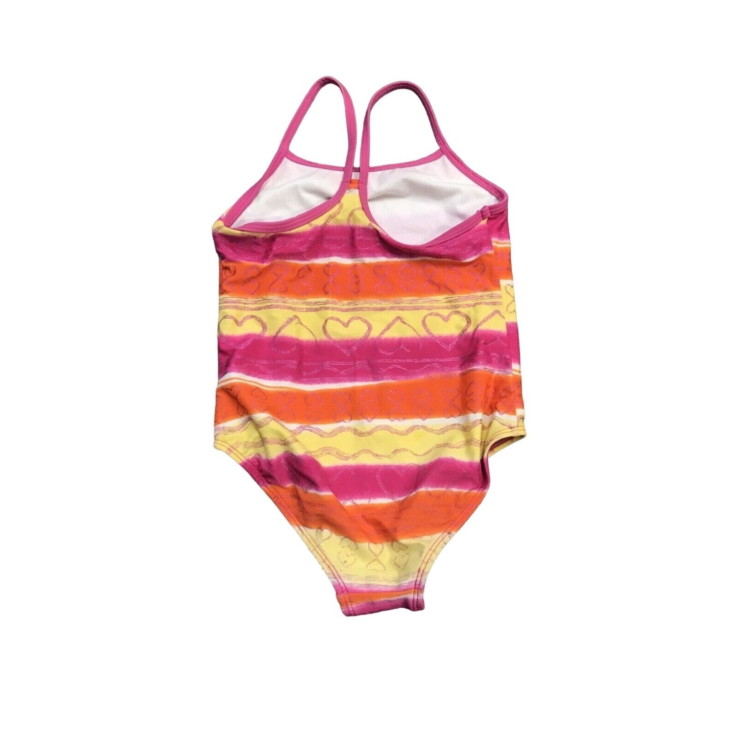 XHILARATION Girls M 7/8 Pink Yellow Orange One Piece Swimsuit Bathing Suit Swim