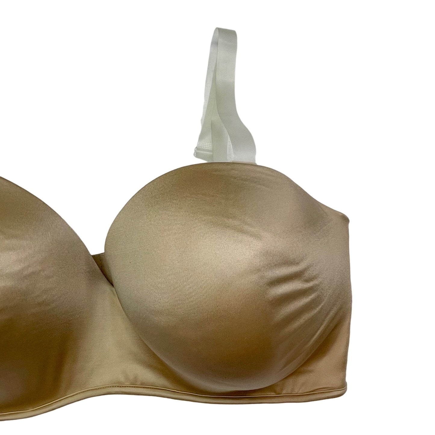 Cacique 40F Tan Strapless Bra Lined Underwire Lightly Padded Removable Straps