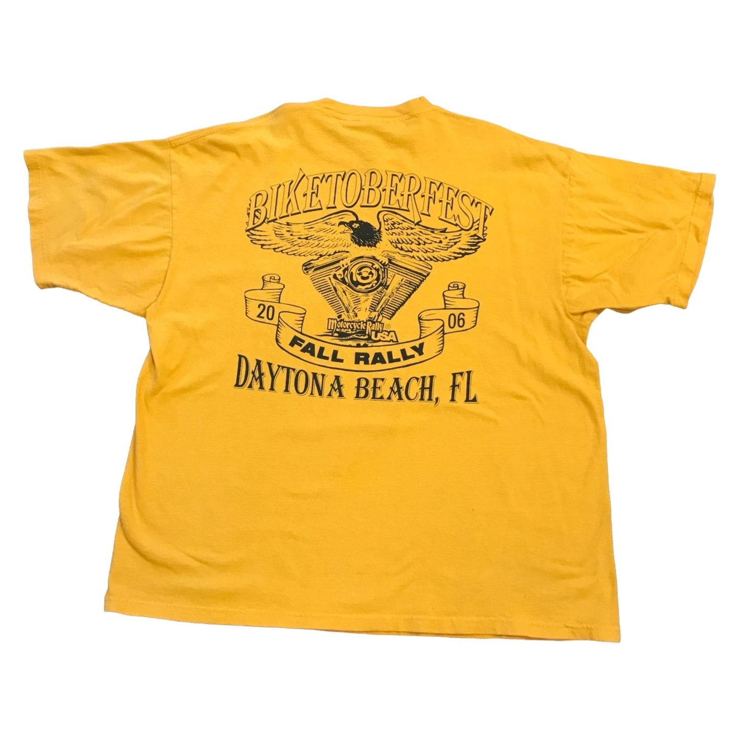 Cotton Heritage 2XL Yellow Tshirt Biketoberfest Fall Rally 2006 Daytona Beach Fl