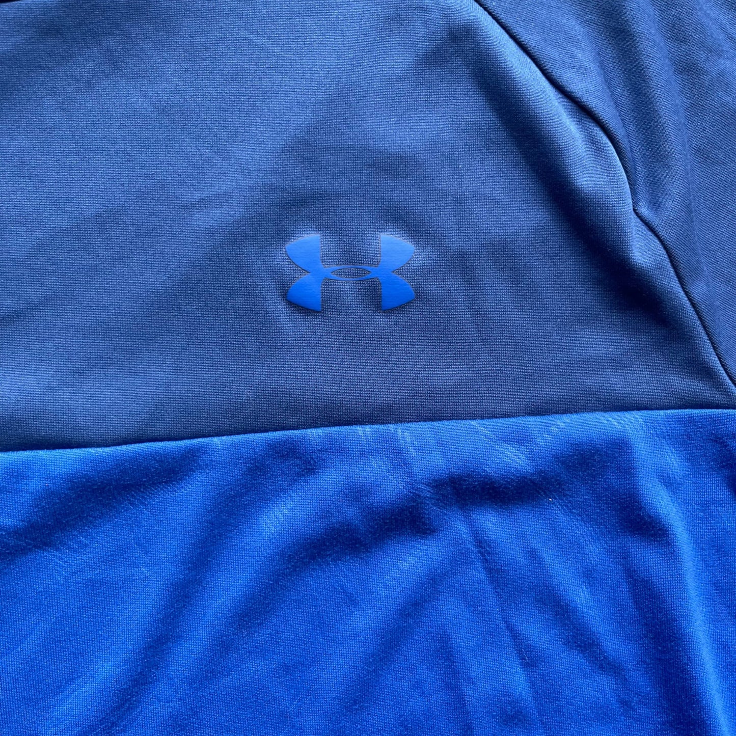 Under Armour Mens L Blue Two Tone Dri Fit Short Sleeve Athletic TShirt Crew Neck