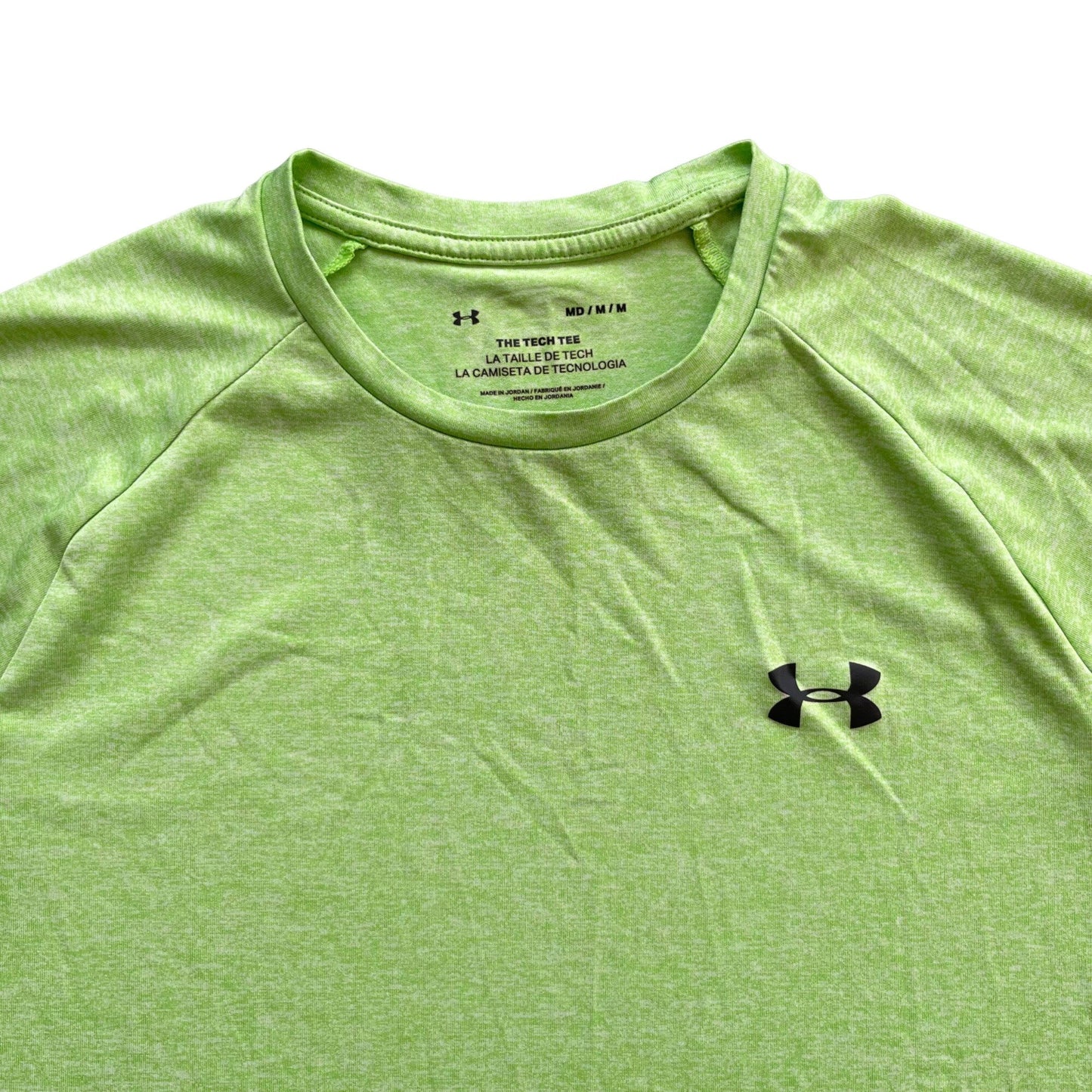 Under Armour M Lime Green Tech Tee Short Sleeve Tshirt Pocket Logo Crew Neck