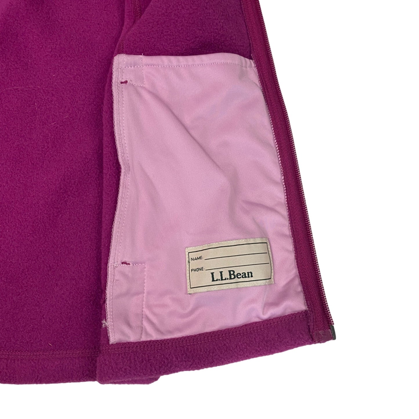 NWT LL Bean Girls M Purple Fleece Vest Full Zip Pockets Scotchlite Reflective