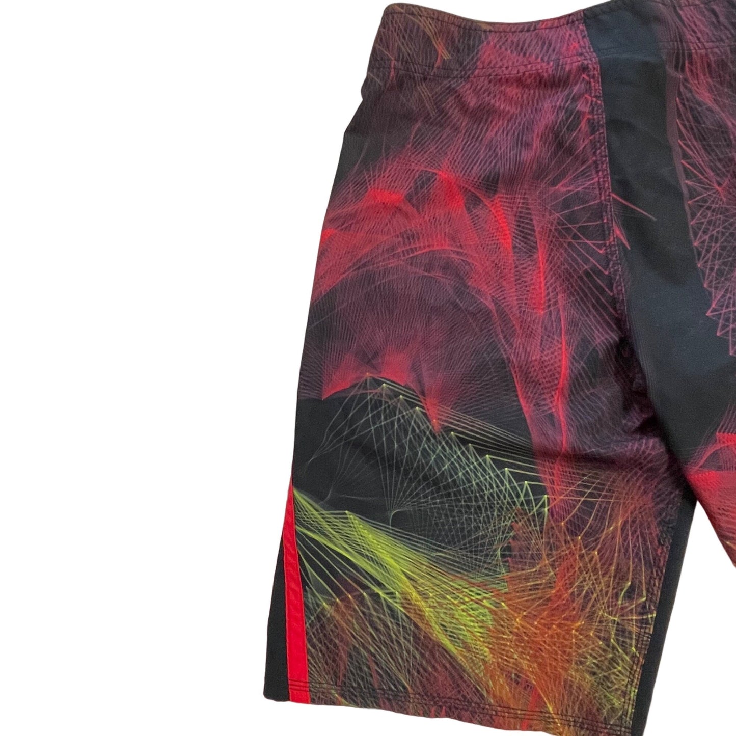 Oakley Mens 30 Swim Shorts Board Shorts Black Red Zip Pockets Drawstring