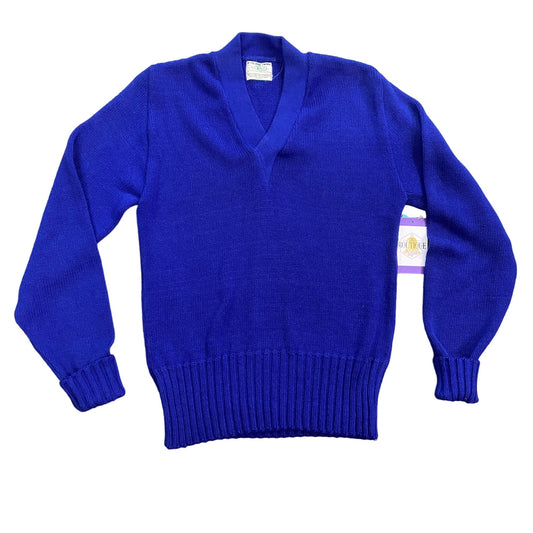 Vintage Neff S Royal Blue Tight Knit Pullover Sweater VNeck Long Sleeve Casual