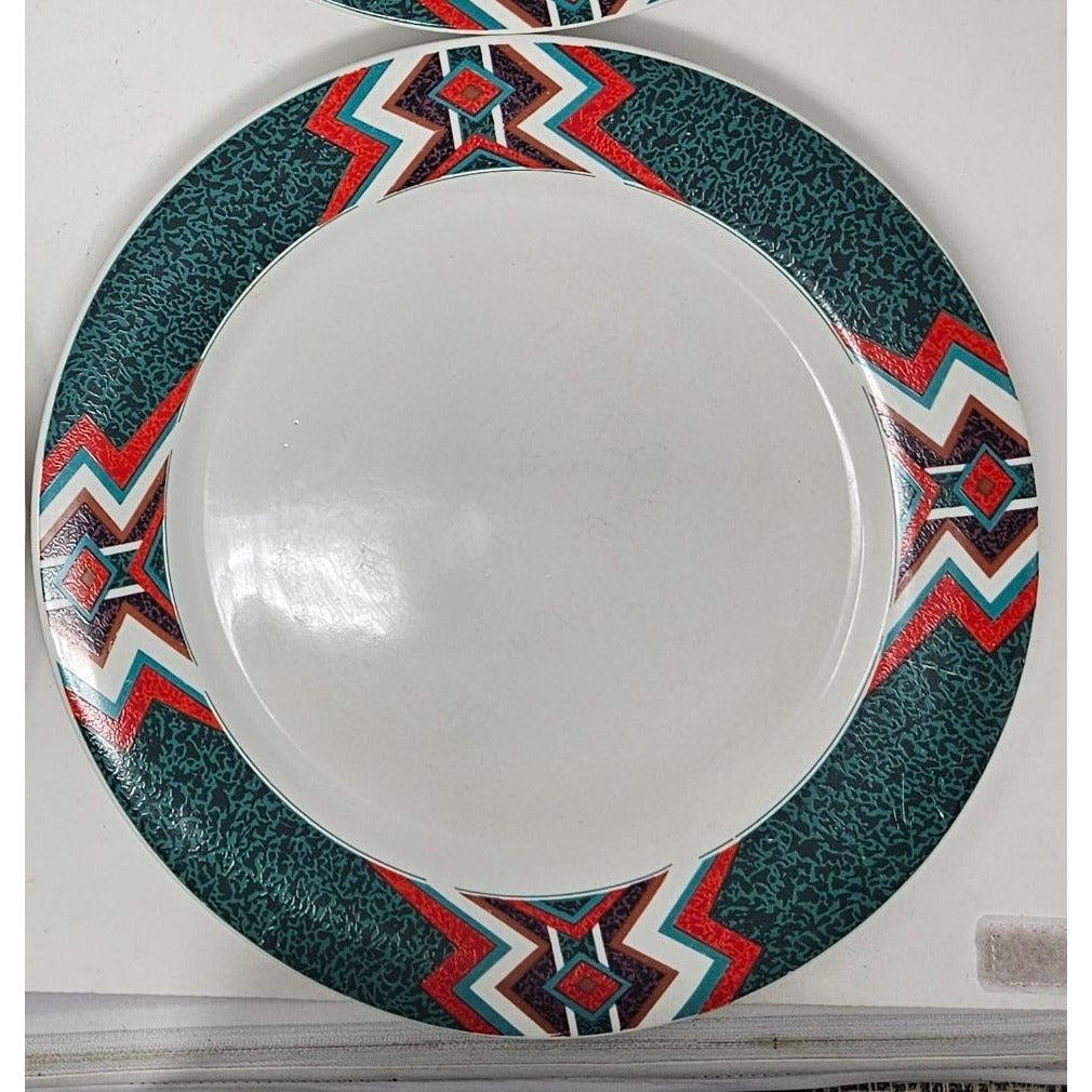 Gibson Designs Mojave Dinner Plates (4) Diameter 10 3/4" Aztec Southwest Retro