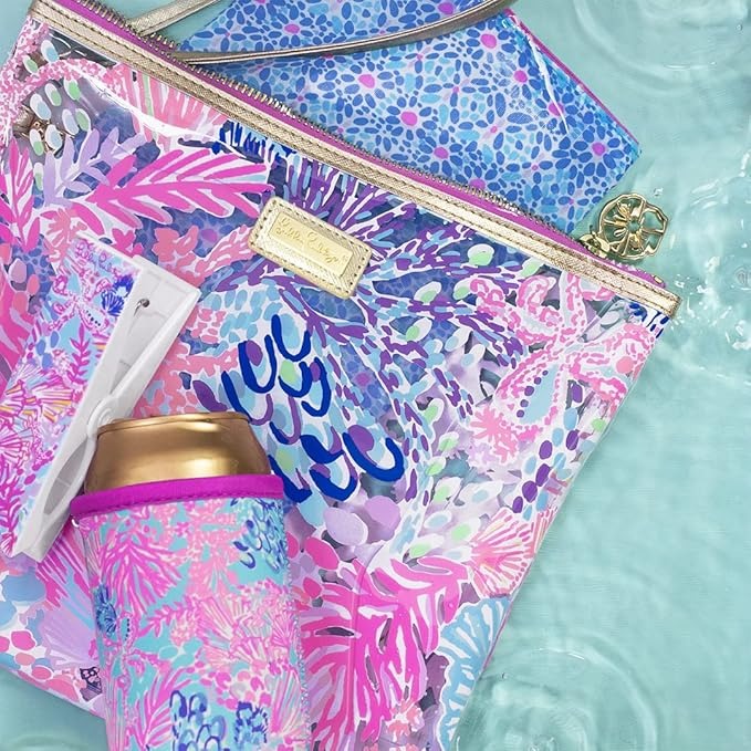 NEW - Lilly Pulitzer Beach Day Pouch Splendor in the Sand - 5 PC Set