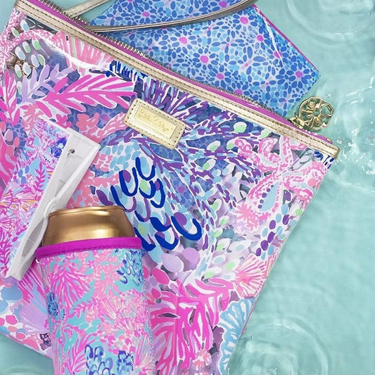 NEW - Lilly Pulitzer Beach Day Pouch Splendor in the Sand - 5 PC Set