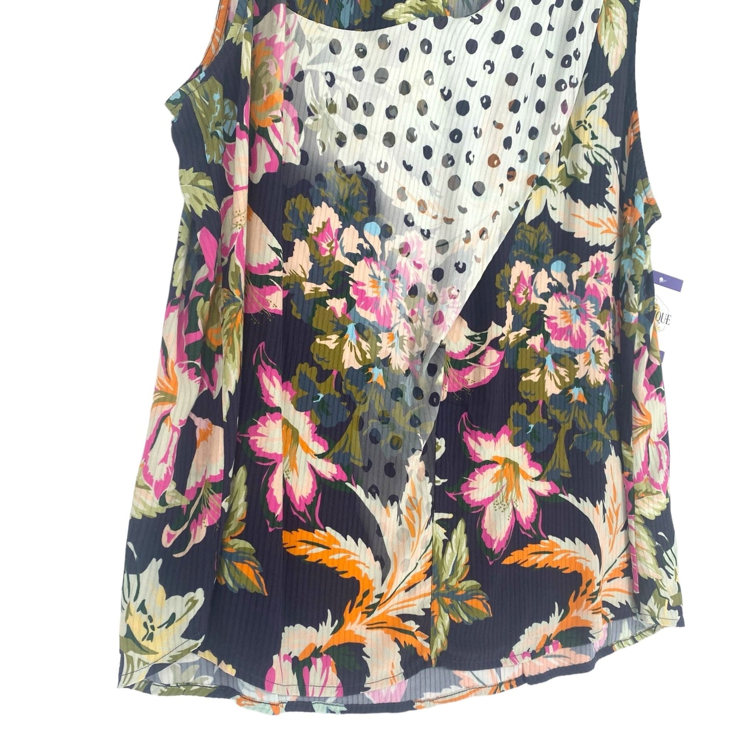 Soft Surroundings Womens 1X Flor De Pluma Floral Blouse Sleeveless Multi-Color