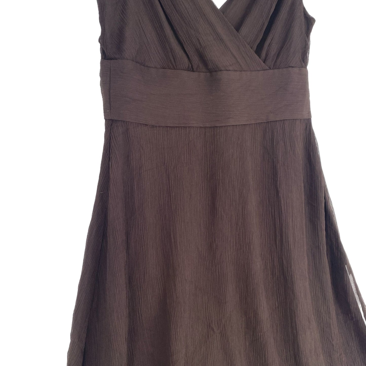 NWT J Crew Womens 10 Brown Silk Chiffon Dress Sleeveless Knee Length Vneck