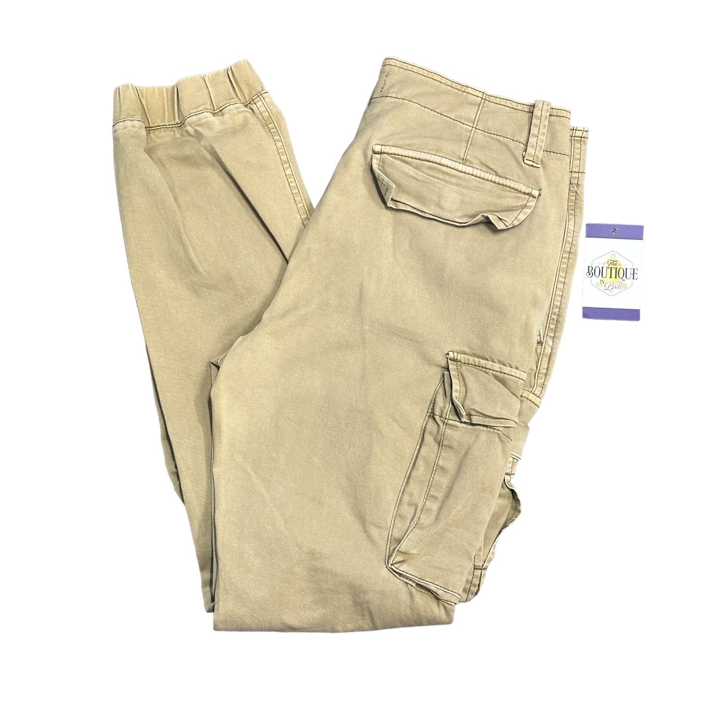 Old Navy Jogger Cargo Pants Mens 30 Khaki Beige Tapered Stretch Button Closure