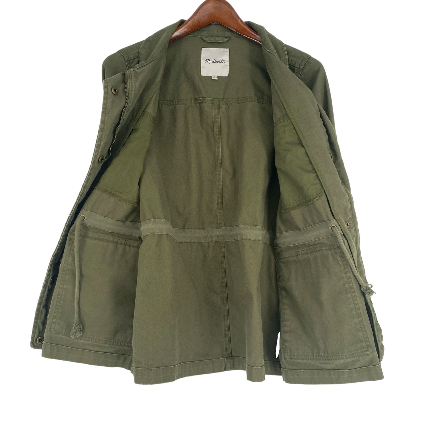 Madewell Womens M Olive Green Passage Military Utility Cargo Jacket Full Zip