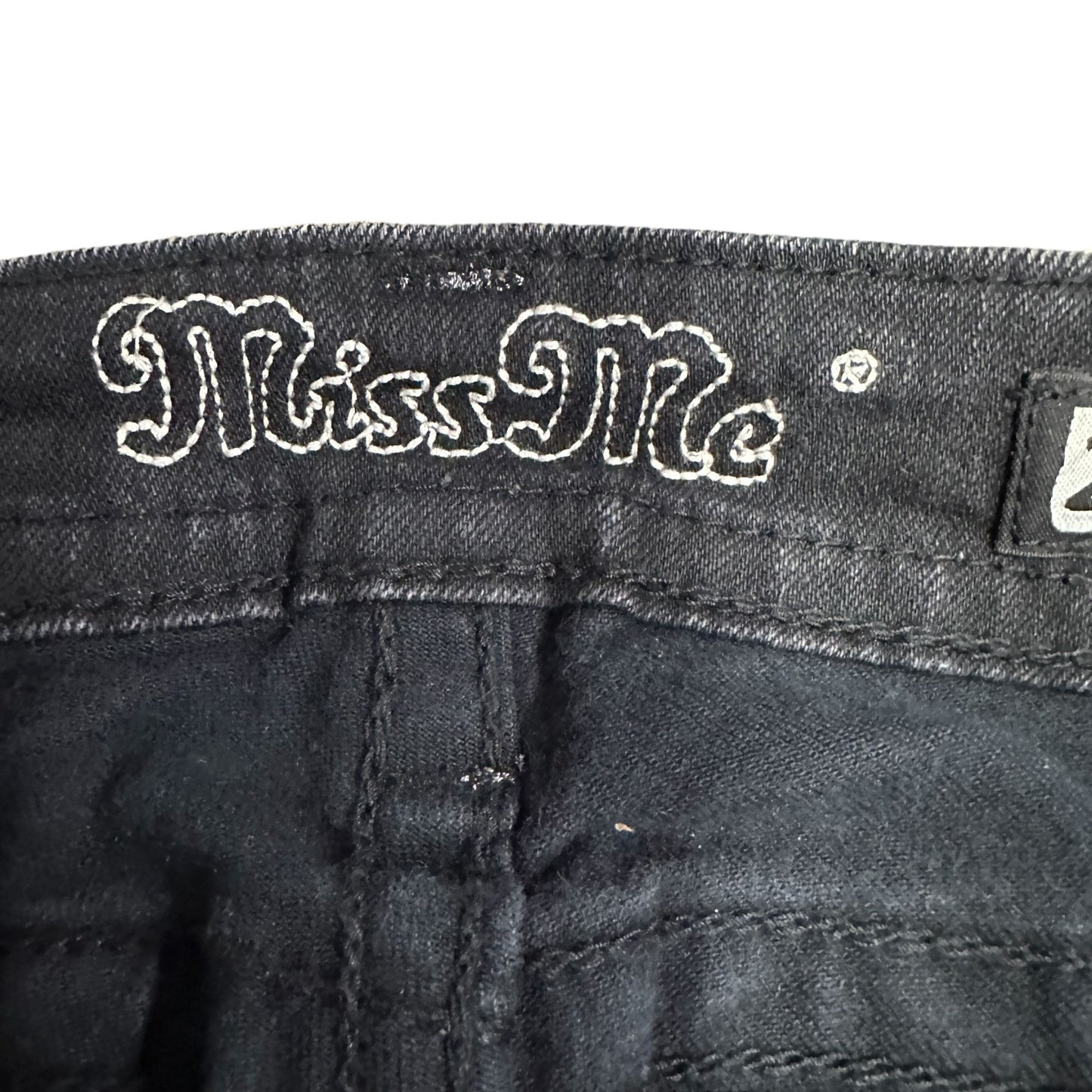 Miss Me 28 Black Signature Cuffed Skinny Jeans Embroidered Beaded Studs Bling