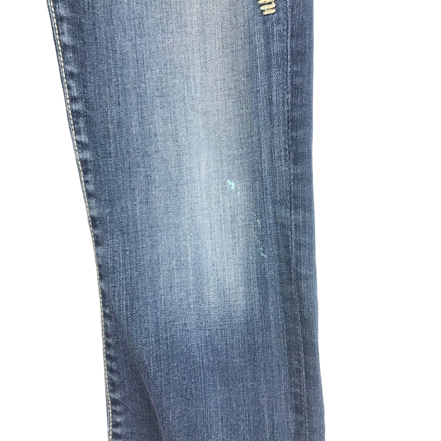 BKE Womens Sabrina Straight Leg Jeans 32x27 Whiskering Distressed Thick Stitch