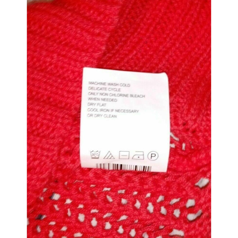 NWT Motherhood Maternity Heart XL Sweater Open Knit Long Sleeve Red White Casual