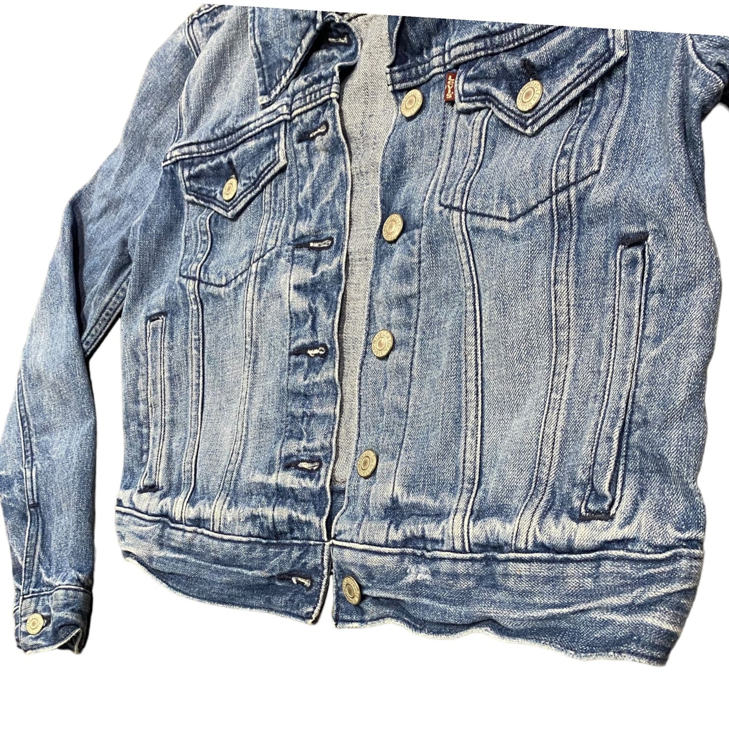 Levi Strauss & Co Youth S Blue Denim Jean Jacket Front Button Pockets Light Wash