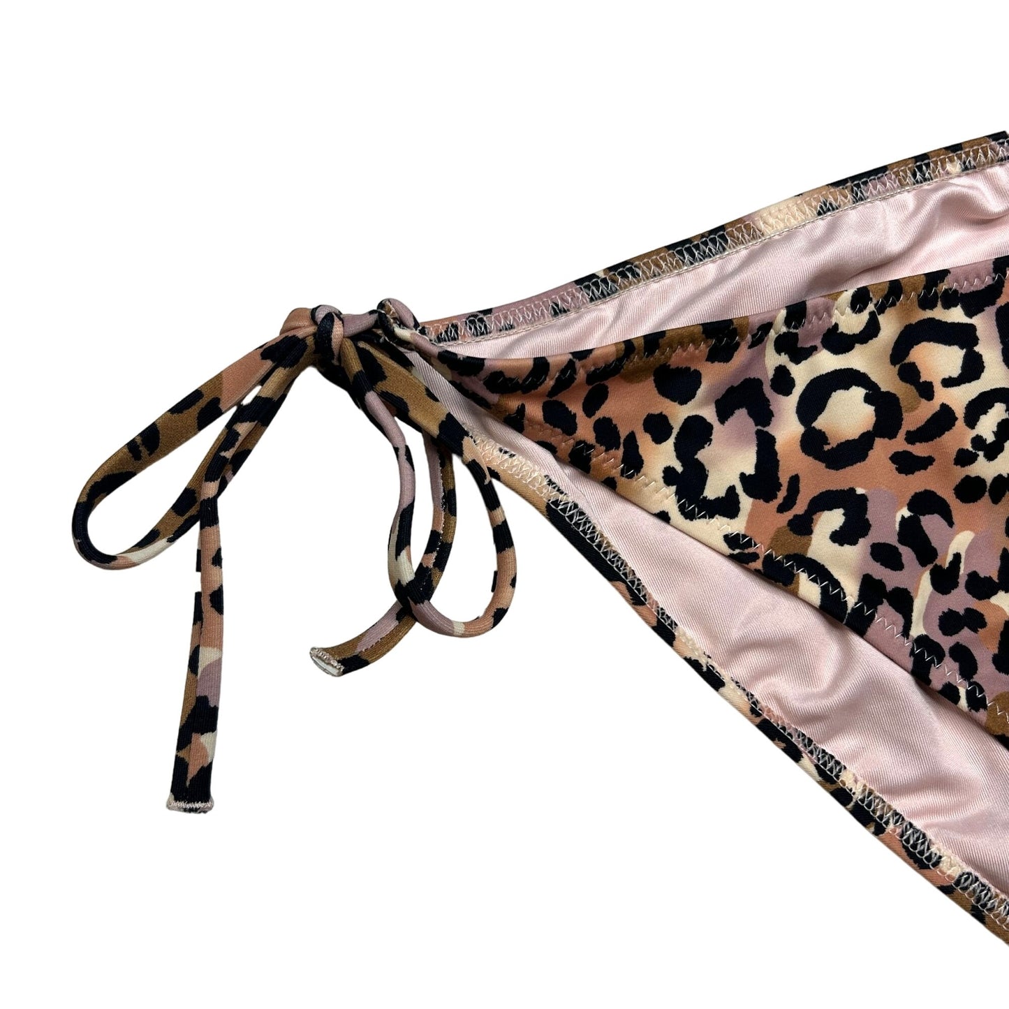 Shade & Shore Womens M Bikini Bottom Side-Tie Cheeky Animal Print Leopard Brown