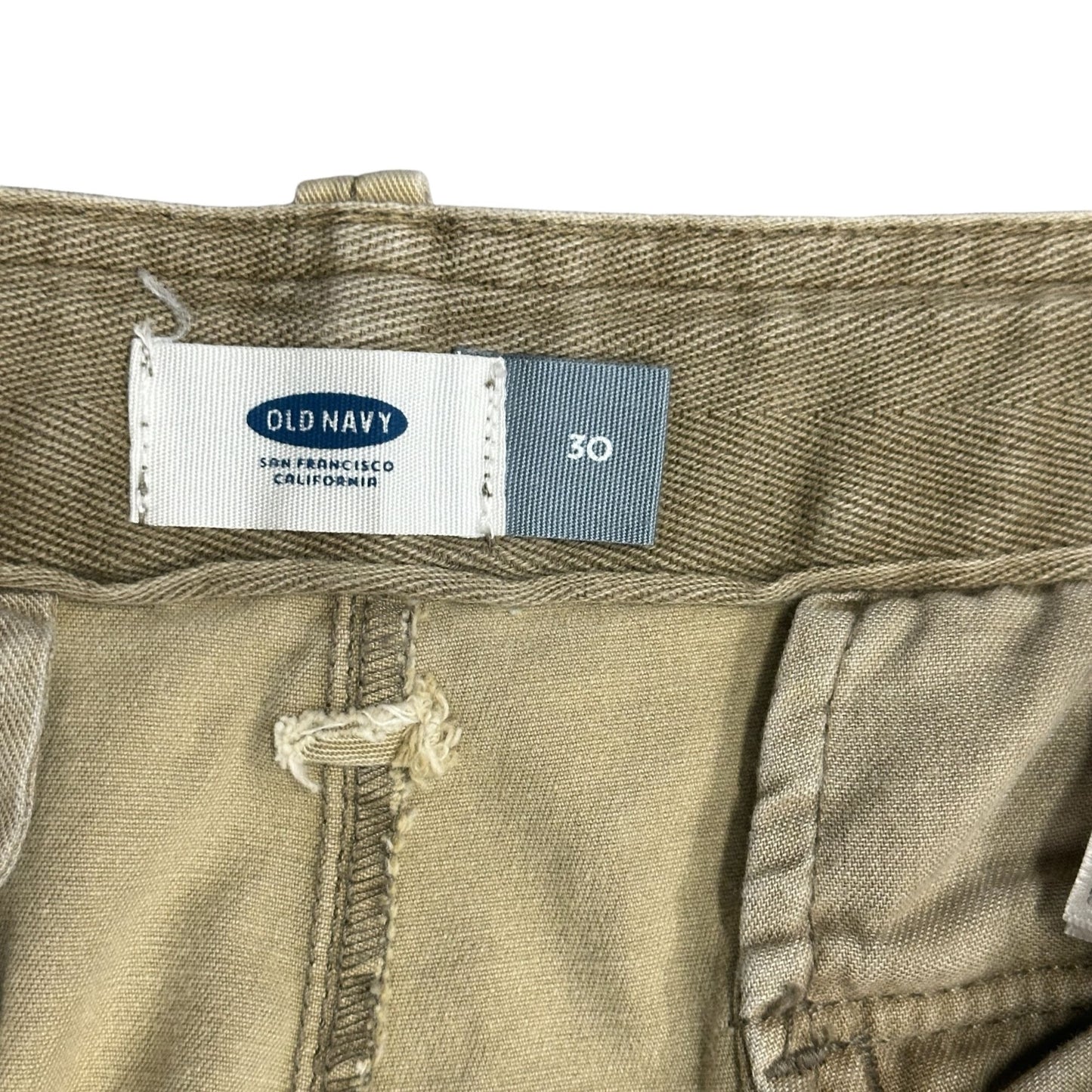 Old Navy Jogger Cargo Pants Mens 30 Khaki Beige Tapered Stretch Button Closure