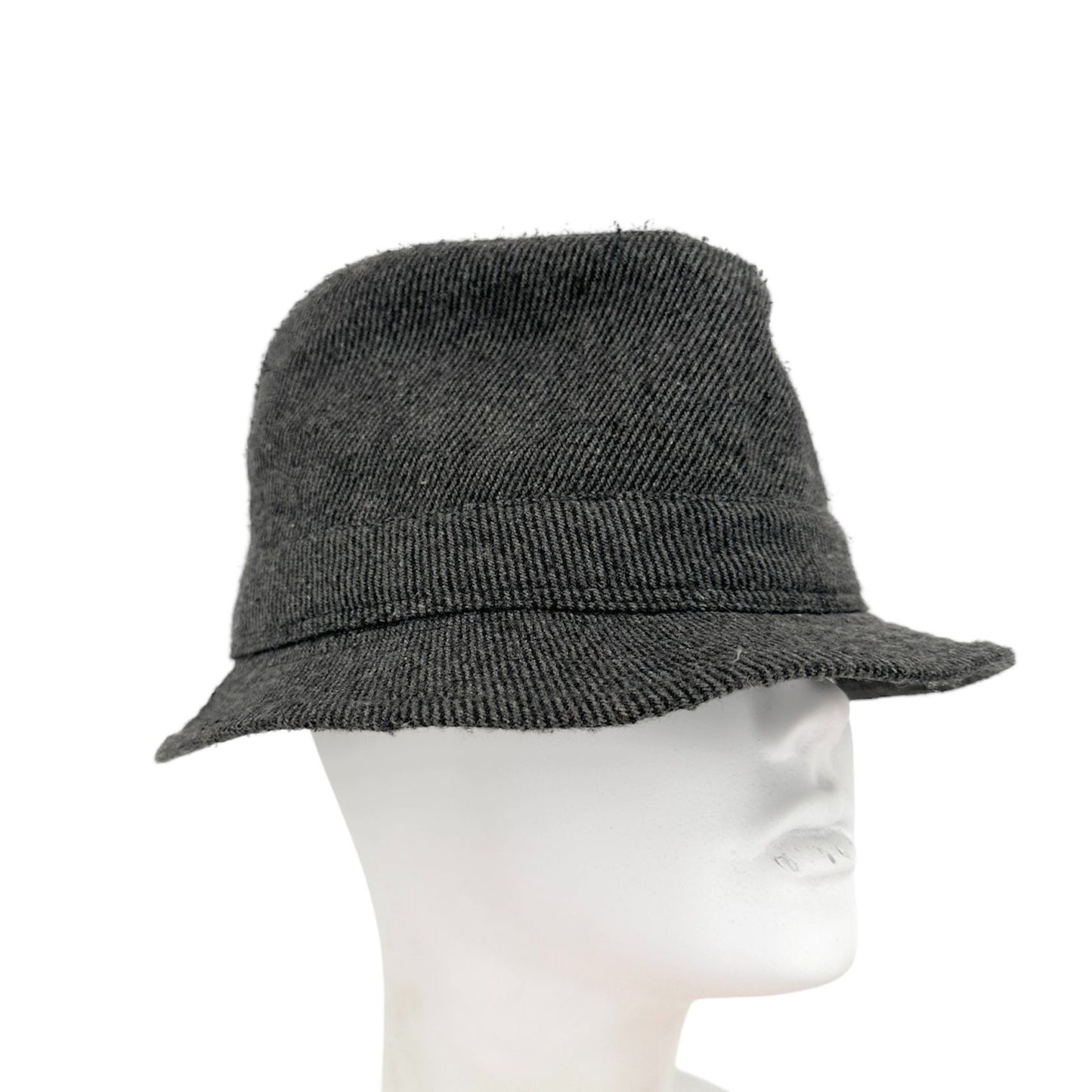 Boutique Womens Gray Wool Blend Tweed Bucket Hat Cap Fedora Fashion Casual